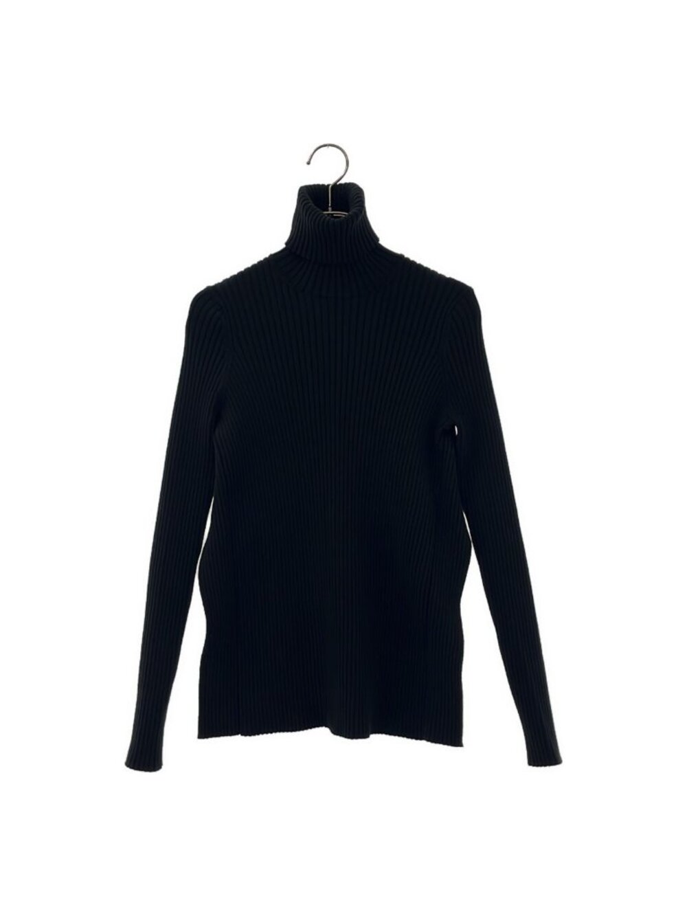 Balenciaga Cotton Blend Slit Rib Knit Black Sweater 36